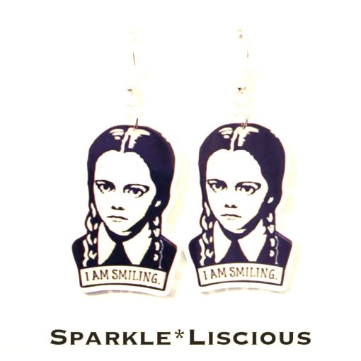 I am smiling Wednesday Adams earrings