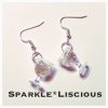 White wine  glass with glitter earrings