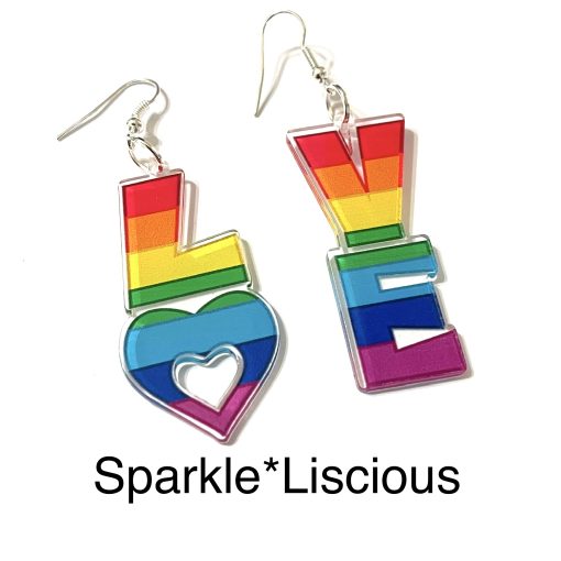Rainbow love earrings