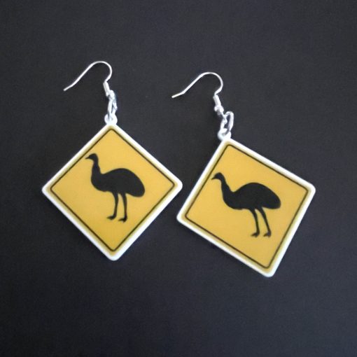 Emu crossing earrings