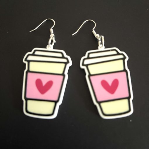 Takeaway coffee love earrings