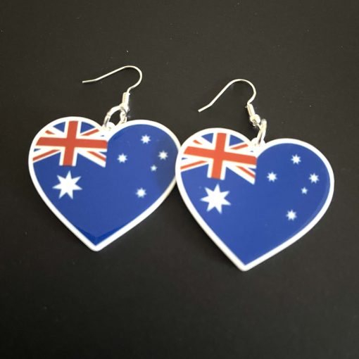 Australian flag heart earrings