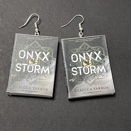 Onyx storm - fourth wing miniature book earrings