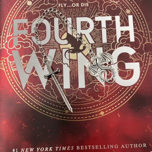 Fourth wing dragon and sword chain bookmark