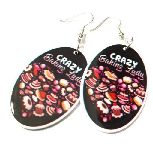 crazy baking lady earrings
