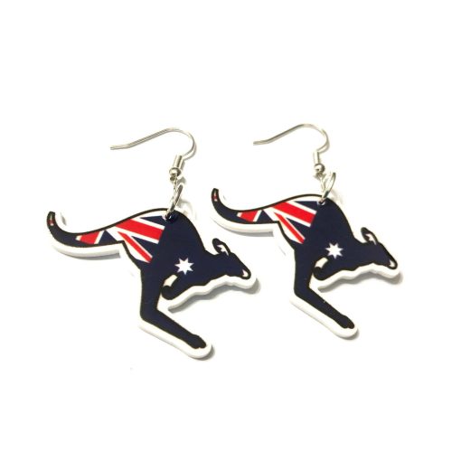 aussie flag kangaroo earrings
