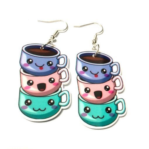 stack of teacups earrings