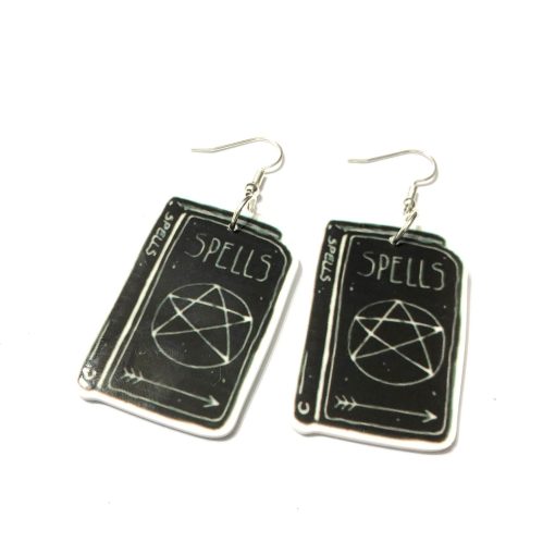 spells book earrings