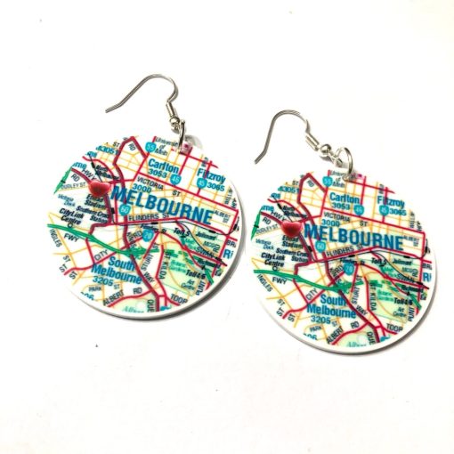 melbourne map earrings
