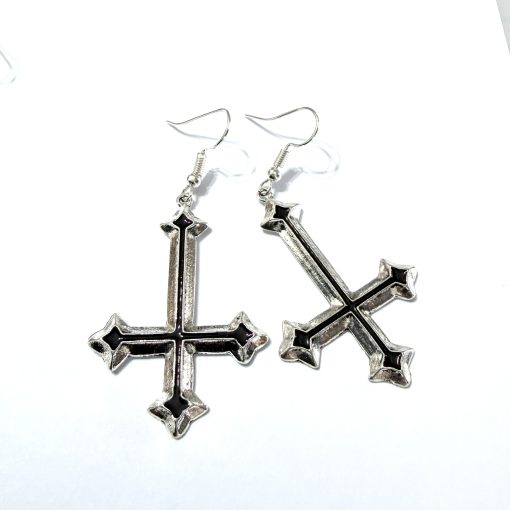 Upside down  cross earrings