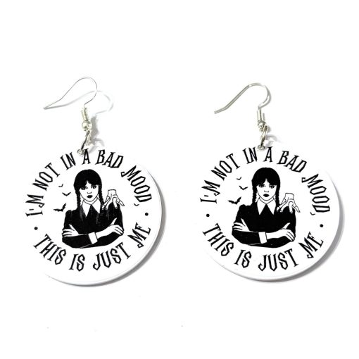I’m not in a bad mood this is just me wednesday addams earrings