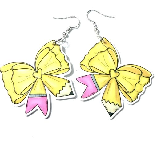 Teachers Pencil bow earrings