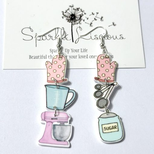 Kitchen cooking baking stack earrings